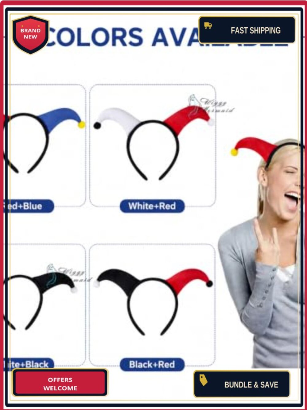 Plush Horn Clown Headband Adults One Size Cosplay Party Costume Headpiece